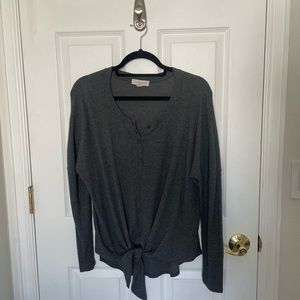 Drop sleeve long sleeve light weight sweater with tie in front